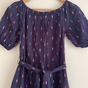 Cotton navy midi dress